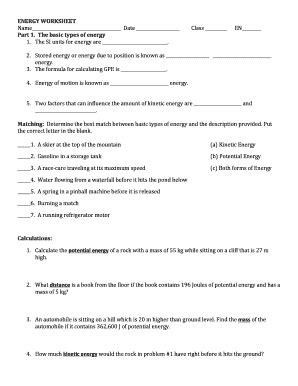 Fillable Online ENERGY WORKSHEET Fax Email Print - pdfFiller