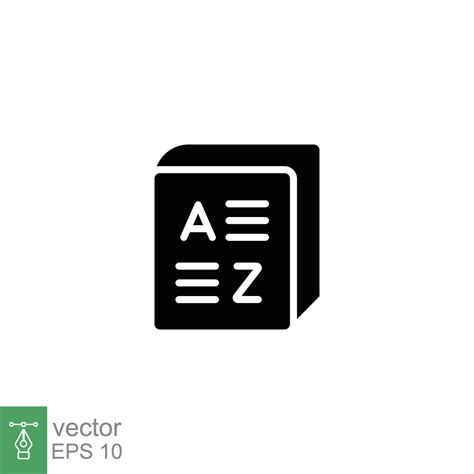 vocabulario icono. sencillo sólido estilo. glosario, gramática, inglés ...