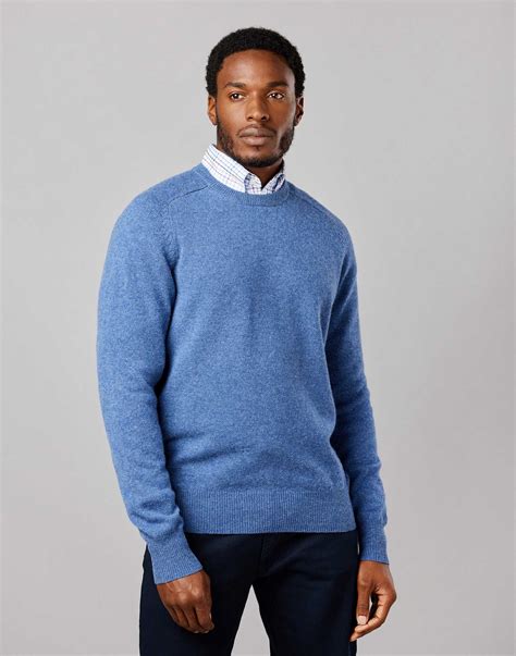 Lambswool Crew Neck Jumper - Blue