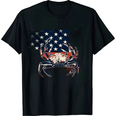 Blue Crab Maryland Novelty Patriotic USA American Flag Pride T-Shirt ...