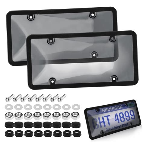 Tinted Covers Smoked Unbreakable License Plate Covers Frame Shield ...