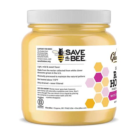 GloryBee Raw White Clover Honey - Pure, Natural, Unfiltered - Made In U ...
