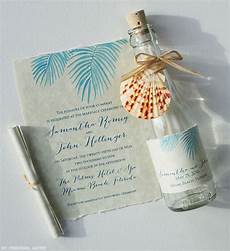 Wedding Bottle Invitations by Wedding Invitations Painted Palm Fronds Glass Bottles Wedding Bottle Invitations