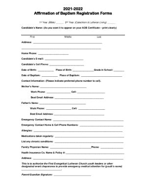 Fillable Online Registration Form; for Catechism Fax Email Print ...