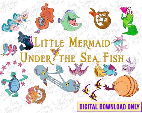 Under the Sea! Little Mermaid Fish Character Designs (SVG, PNG ...