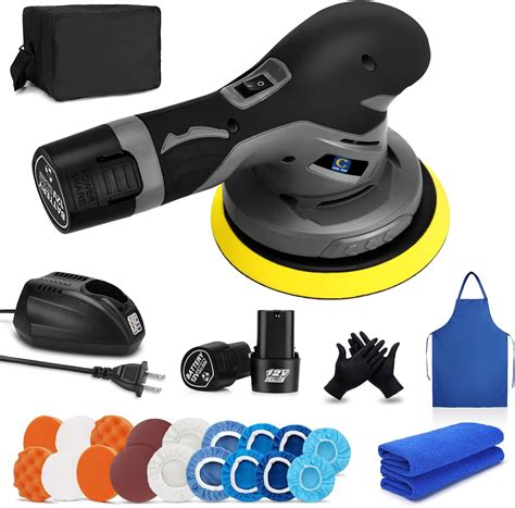 Buy Cordless Car Buffers and Polishers Kit with 2pcs 12V Lithium Rechargeable Battery Brushless ...