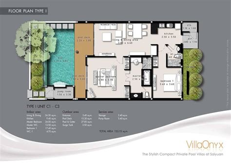 Luxurious Villa Floor Plan with Pool and Stunning Views