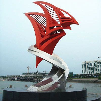 不锈钢帆船雕塑 公园景观雕塑 -宏通雕塑