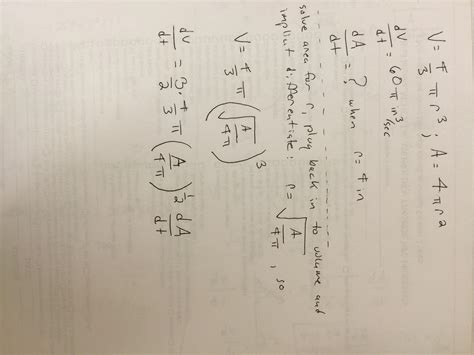 Image result for Related Rates Problems Examples Sphere