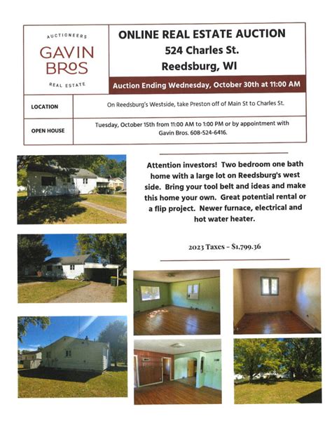 Online Only Real Estate Auction 524 Charles St. Reedsburg, WI- Open ...