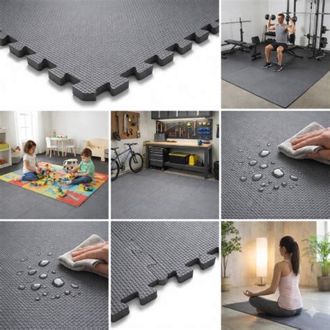 Easyhome Gym Mats for Floor for Home and Living Room, Interlocking ...