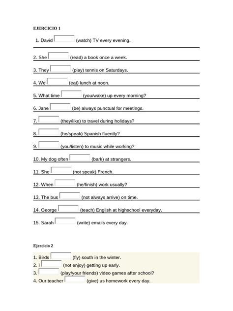 Image result for Presente Simple Ejercicios