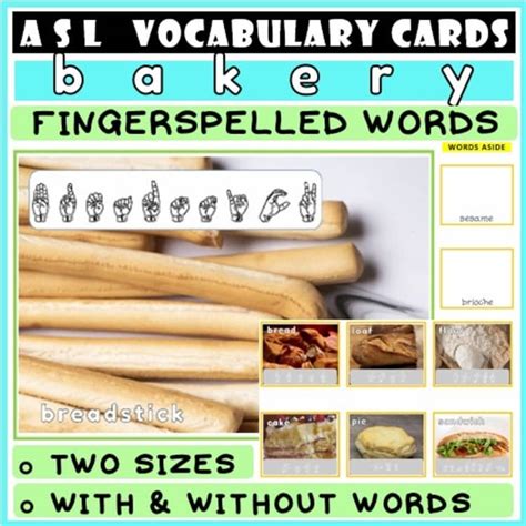 ASL Vocabulary Flashcards Sign Language Fingerspelling Practice by Words Aside