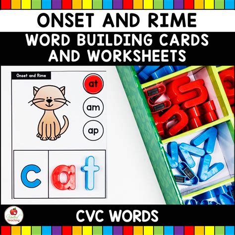 CVC Onset and Rime Task Cards and Worksheets - United Teaching