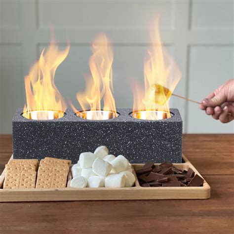 Table Top Firepit, Portable Concrete Tabletop Fire Pit with 3 Large ...