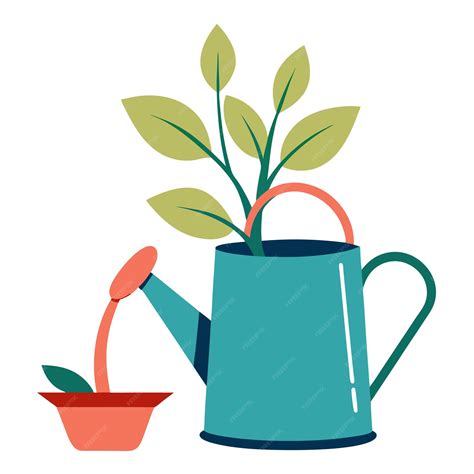 Watering can with plant clipart cartoon style vector illustration ...
