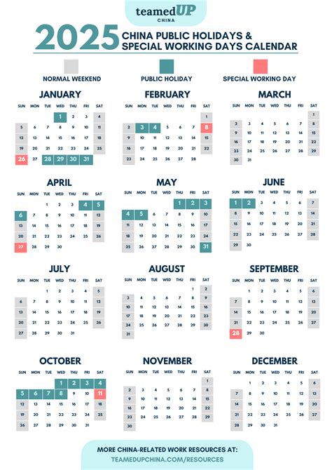 Simple 2025 China Public Holidays & Special Working Days Calendar