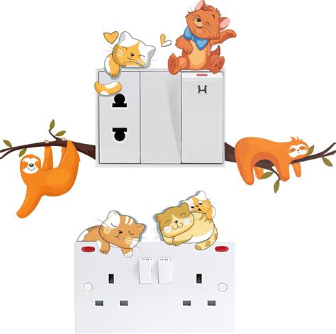 Buy Ruhi Decor Cute Cat Animal Switch Board Wall Sticker PVC Stickers ...