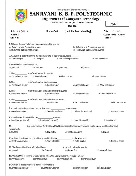 Set2question - Sanjivani Rural Education Society’s SANJIVANI K. B. P ...