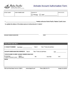 Fillable Online Account Update Form - Aloha Pacific Federal Credit ...