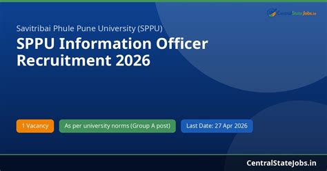 SPPU Information Officer Recruitment 2026 | Central State Jobs