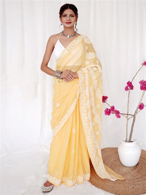 Chikankari Sarees | Lucknow chikankari Sarees at best prices