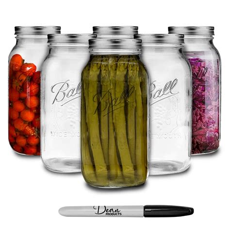 Buy Wide Mouth Mason Jars 64 oz - 1/2 Gallon Mason Jar - Ball Mason ...