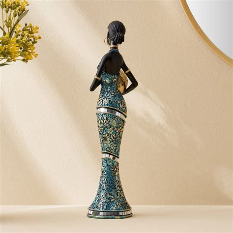 Buy Corsica Jaguar Polyresin Standing African Lady Figurine from ...