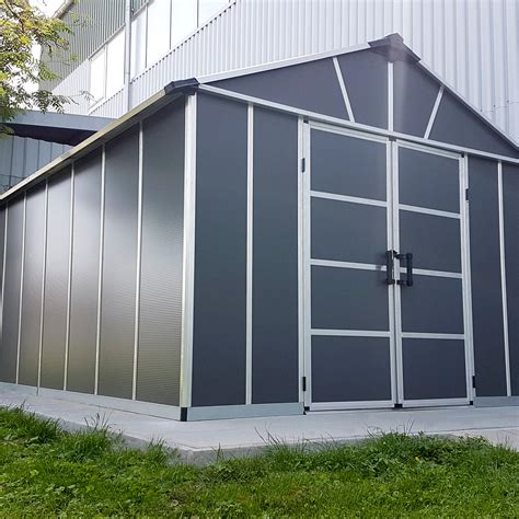 Yukon 11ft. x 17ft. Garden Shed Without Floor - Dark Grey Polycarbonat ...