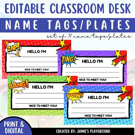 Classroom Desk Name Plates - EDITABLE Superhero Name Tags for Students ...