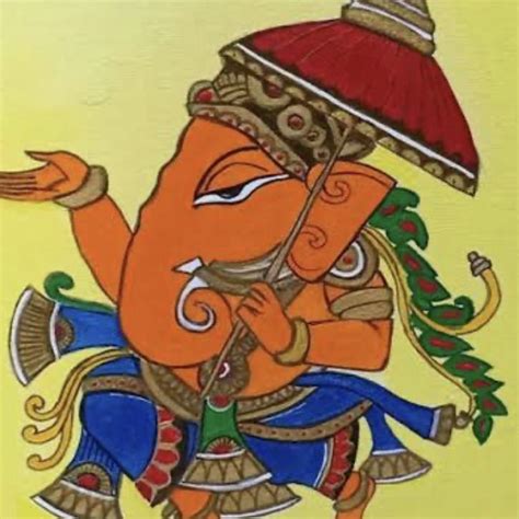 Painting of lord ganesha with umbrella - Brainly.in