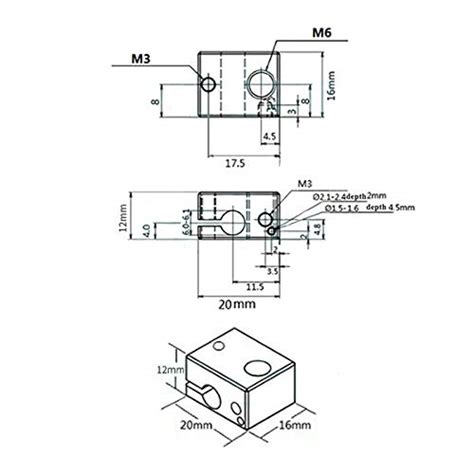 WHIZZO Aluminium Alloy V6 Heat Block for V5 V6 J-Head Extruder HotEnd ...