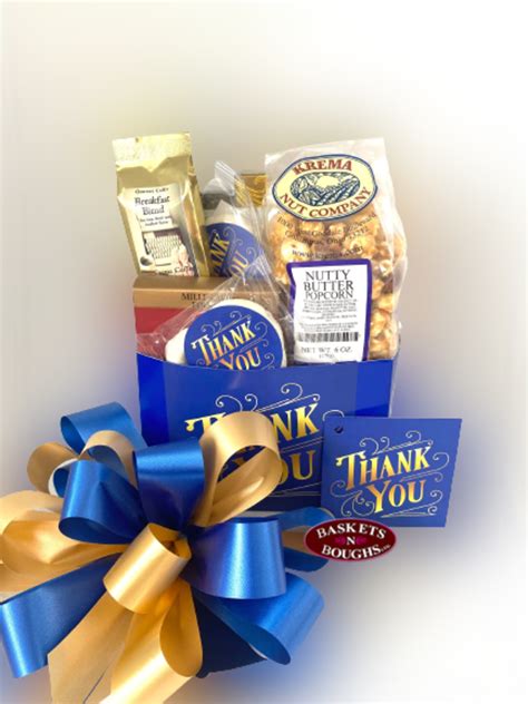 Blue and Gold Thank You Gift Basket Small