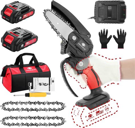 Buy Mini Chainsaw, Upgraded 4 Inch Battery Powered Chainsaw Cordless ...