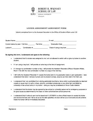 Locker Rental Agreement 2020-2026 - Fill and Sign Printable Template Online