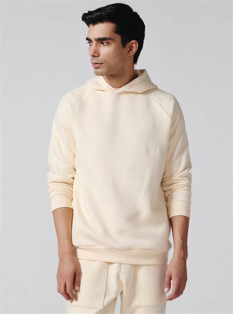 Buy Sunbeam Pearl Cotton Poly Hoodie | Casual Off-White Solid Hoodie ...