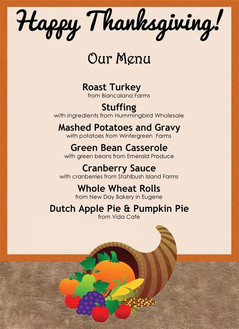 Thanksgiving Dinner Menu Template