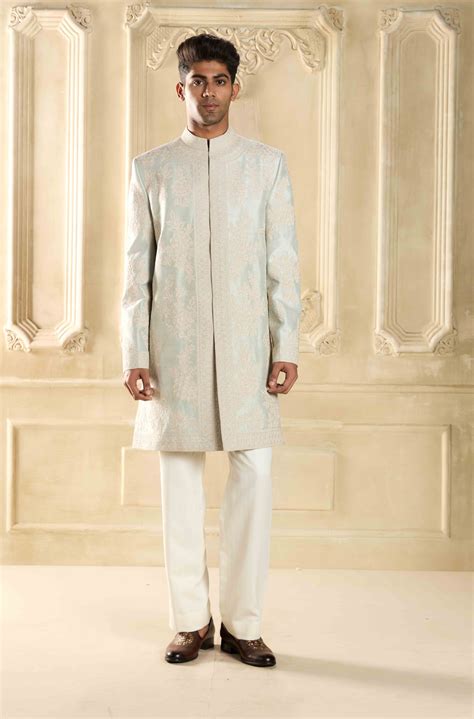 Powder Blue Dori Embroidered Silk Sherwani Set – Manish Malhotra