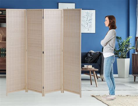 4 Panel Bamboo Room Divider 6 Ft Tall 6 Ft Wide Room Dividers and ...