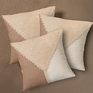 Peepul Tree Pure Cotton Crochet Cushion Cover 16 inch x 16 inch | Set ...