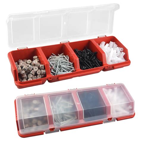 Screw Organizer Storage Bins, 2 Pack Stackable Bins with Lids, Divider ...