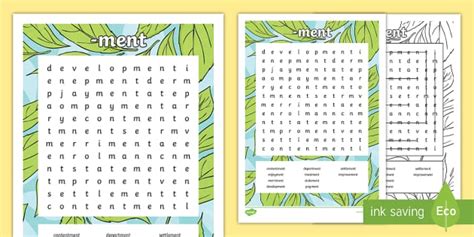 Words Ending in -ment Word Search - Twinkl