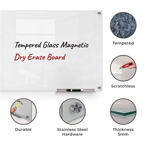 Fab Glass and Mirror 36-in W x 24-in H Magnetic Dry Erase Board MB24X36 ...