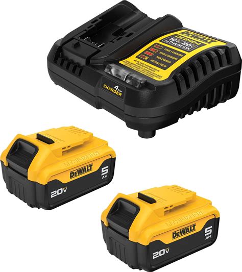 DEWALT 20V MAX Lithium-Ion Battery 2-Pack and Charger, 5.0 Ah, Battery ...