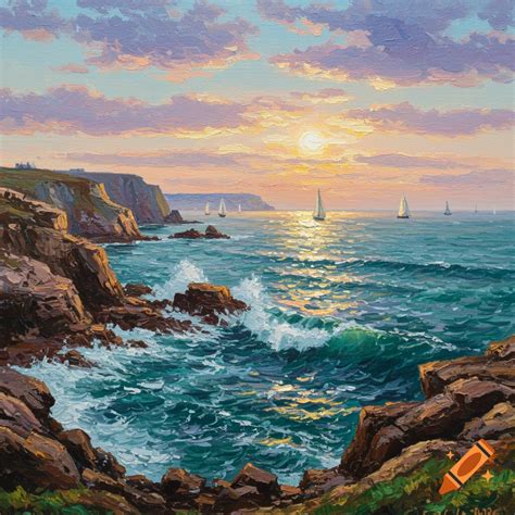 Painting Of Rocky Shore