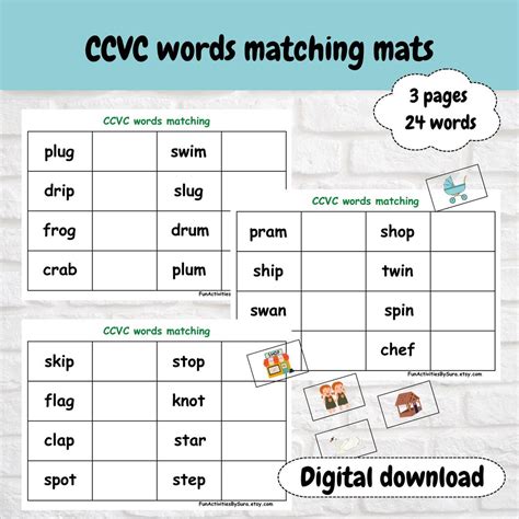 CCVC Words Matching Worksheets: Phonics Game (digital Download) - Etsy