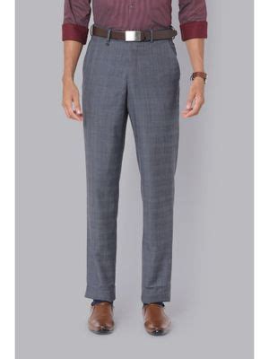 Buy Van Heusen Men Grey Check Regular Fit Trousers Online