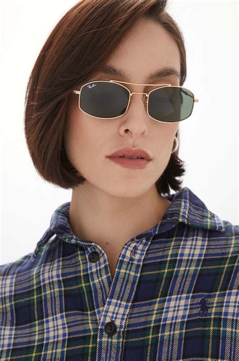 Ray-Ban okulary przeciwsłoneczne damskie kolor zielony 0RB3719 ...