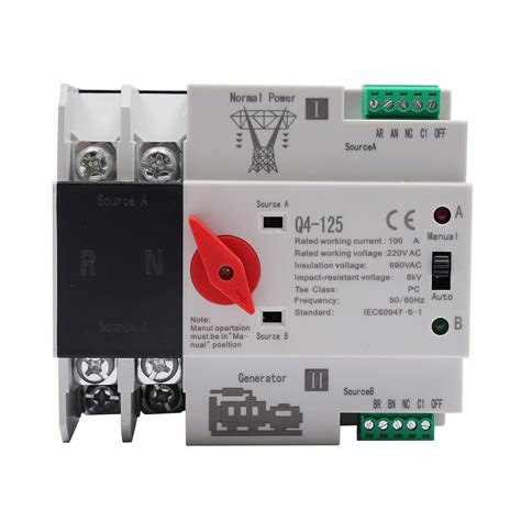 Buy 110V 2P 100A Mini Dual Power Automatic Transfer Switch Dual Power ...