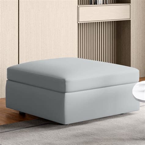 Buy Alpine Half Leather Ottoman - Grey from Home Centre at just INR 31249.0